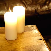 Candles on a wooden table